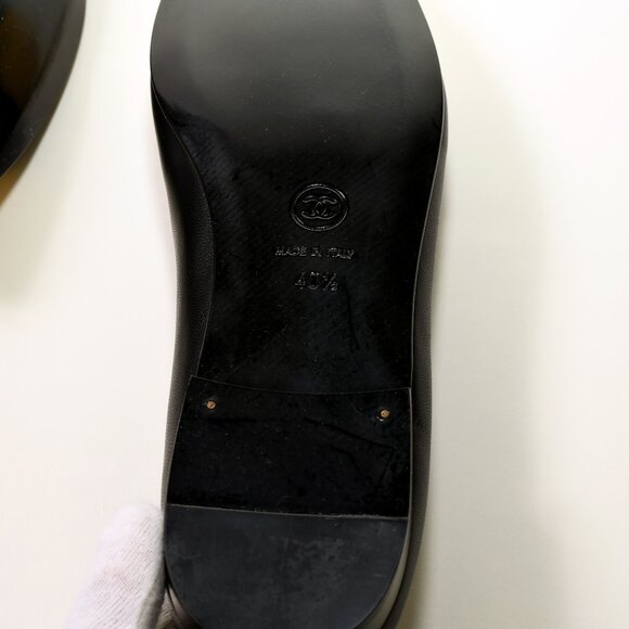 CHANEL Classic Ballerina Flats Black & Gold Cap Toe EU 40.5 / US 10.5B NIB - Picture 9 of 10
